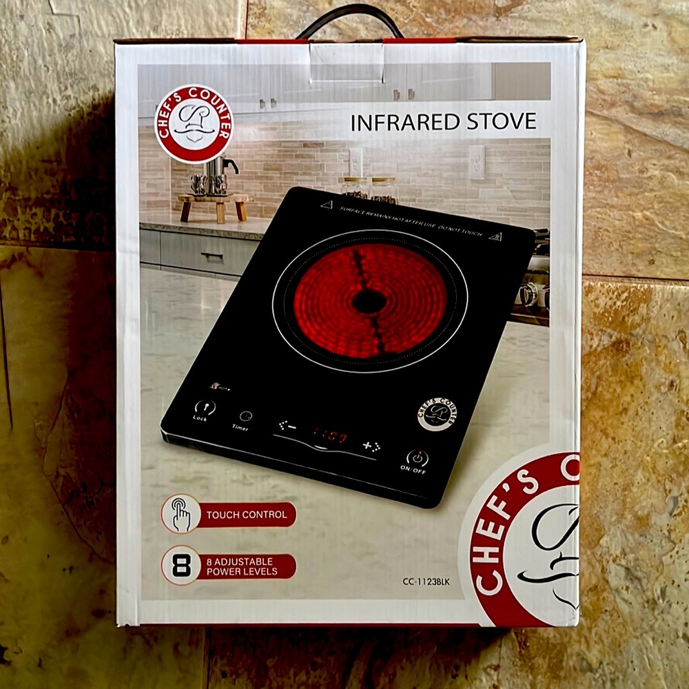 Infrared stove by chefs counter. New